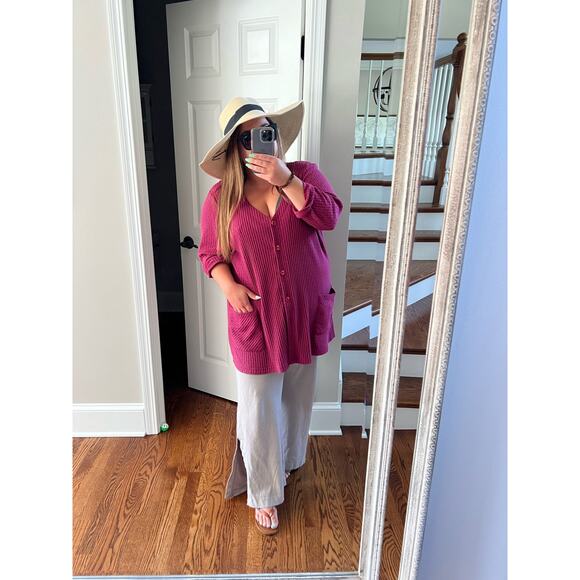 VINTAGE | 80’s LA Woman Rib-Knit Cardigan - Picture 1 of 16